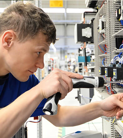 Electrician working on circutry