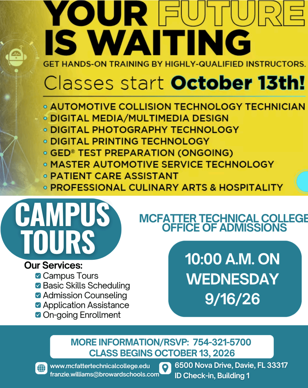 tours 9-16-26 August 2026 campus tour