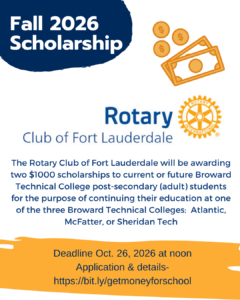Ft Laud Rotary Scholarship Fall 2026