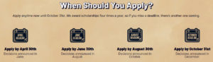 mikeroweWORKS scholarship - when to apply